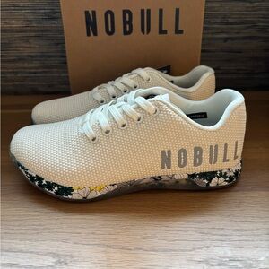 NOBULL Cream Textured Trainer with Floral Accent
